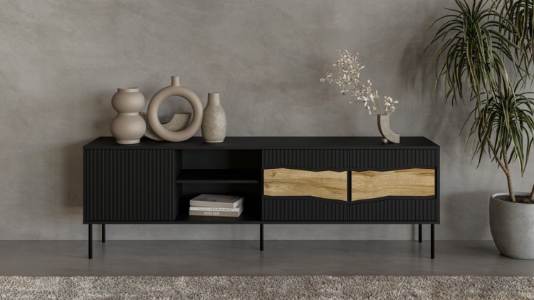 Szafka RTV INSERTO 3D1W 190x40x61,5 czarny + LED