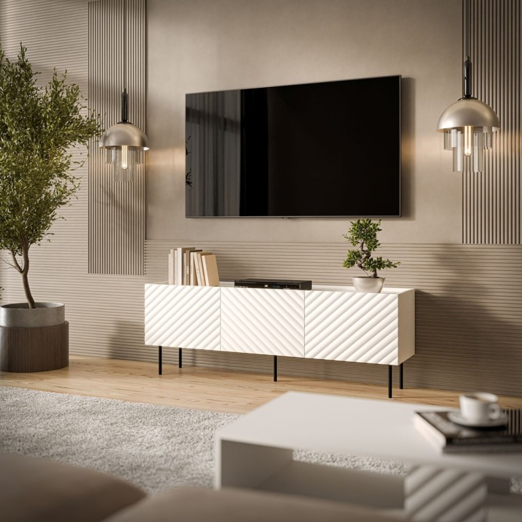 Szafka RTV 3D LUCCA 165x40x59 biały