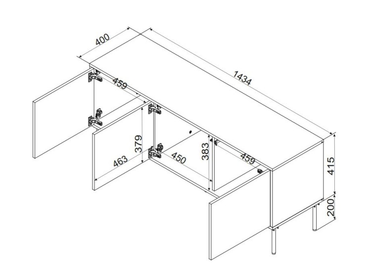 Szafka RTV INSERTO 3D 143,5x40x61,5 kaszmir + LED