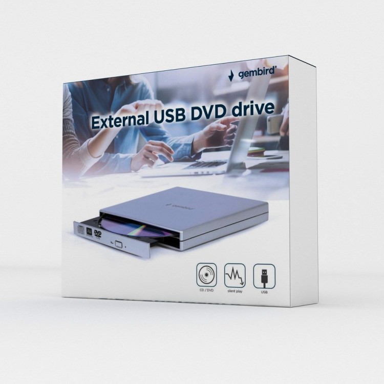 GEMBIRD ZEWNĘTRZNA NAGRYWARKA DVD 8X, CD 24X USB 2.0 SREBRNA