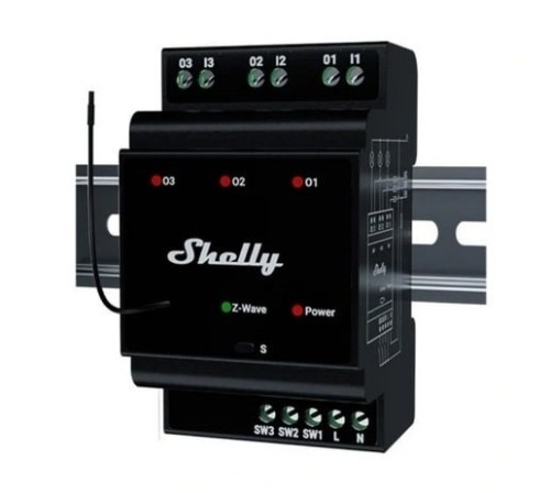 Shelly Qubino Wave Pro 3 3-kanałowy Przekaźnik Na Szynę Din Z-wave