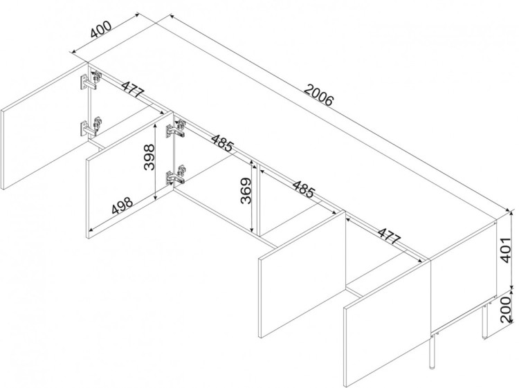 Szafka RTV ISLA 200x40x60 kaszmir mat