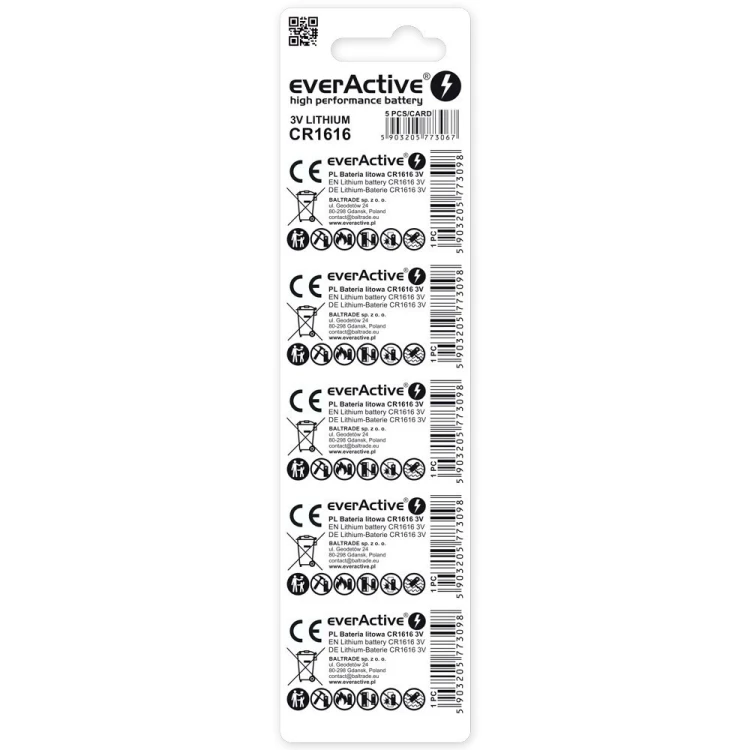 EVERACTIVE BATERIA LITOWA CR1616 BLISTER 5 SZT. CR16165BL