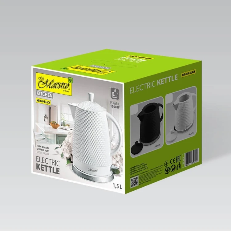 Czajnik elektryczny ceramiczny 1,5L 1500W MR-069-BLACK MAESTRO