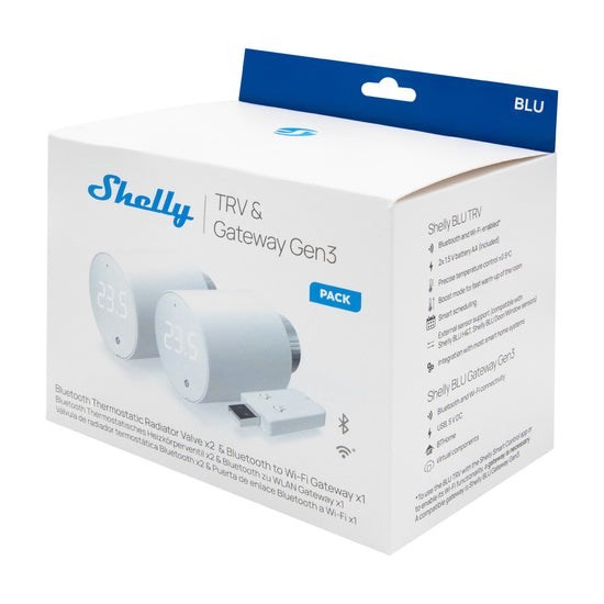 Shelly BLU TRV Gateway Gen3 Inteligentna głowica termostatyczna, 2 sztuki