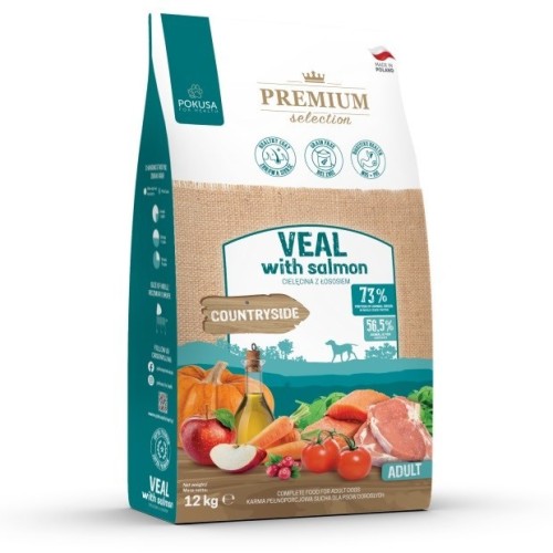 Pokusa Premium Selection cielęcina z łososiem 12kg