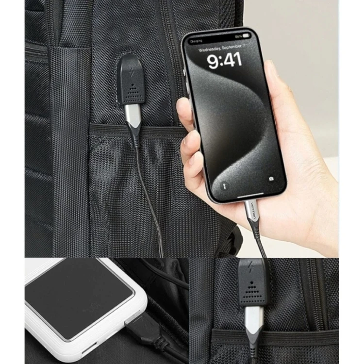 Plecak wodoodporny na laptopa Vention KRK 20l z portem USB i blokadą antykradzieżową czarny