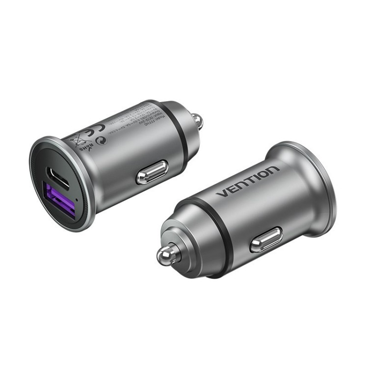 Ładowarka samochodowa Vention USB-A USB-C 30W PD
