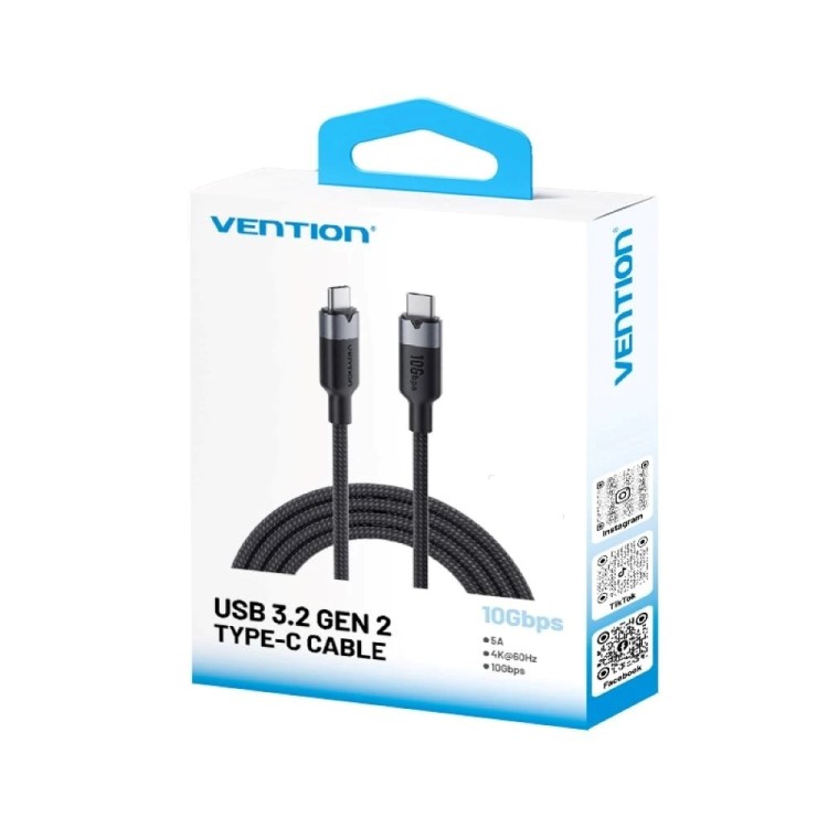 Kabel USB-C do USB-C Vention USB 3.2 5A 10Gbps 1m czarny