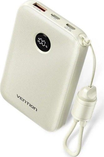 Powerbank Vention 10000mAh 2 x USB-C 1x USB-A z wyświetlaczem 22,5W beżowy