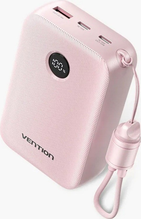 Powerbank Vention 20000mAh 2 x USB-C 1x USB-A z wyświetlaczem 22,5W różowy
