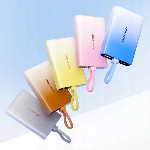 Powerbank Vention 10000 mAh USB-C + Lightning + USB-A 22,5W z wyświetlaczem LED miedziany