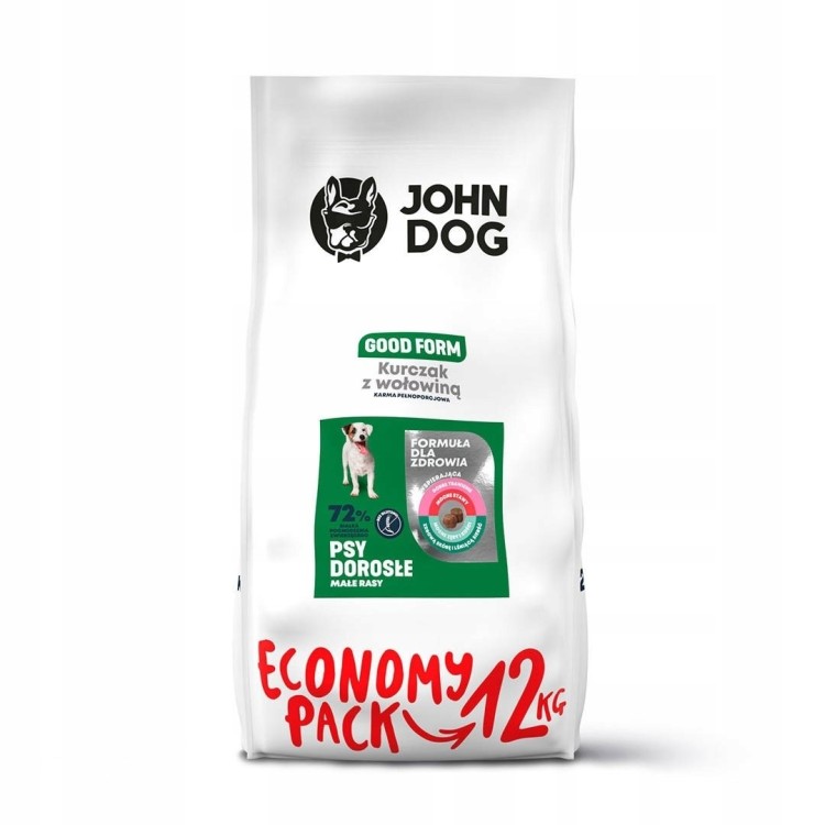 John Dog GOOD FORM MAŁE RASY kurczak z wołowiną KARMA SUCHA 12kg