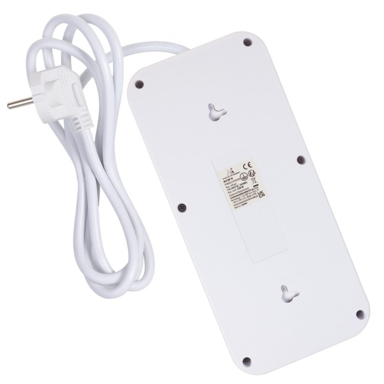 MACLEAN LISTWA ZASILAJĄCA, PRZEDŁUŻACZ 6 GNIAZD + 4XUSB, 110-240V AC 50/60HZ, 2.1A MAX 2500W, 1,5 M, BIAŁA MCE389 W
