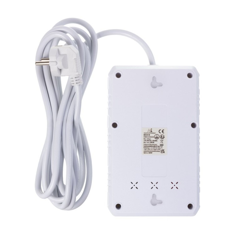 MACLEAN LISTWA ZASILAJĄCA, PRZEDŁUŻACZ 4 GNIAZDA + 3XUSB, 110-240V AC 50/60HZ, 2.1A MAX 2500W, 3M, BIAŁA MCE393 W