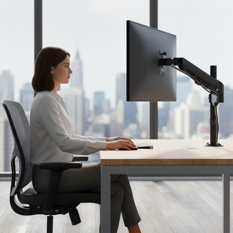 MACLEAN UCHWYT NA MONITOR, SPRĘŻYNA GAZOWA, 17"-32", 2-10KG, CZARNY MC-135