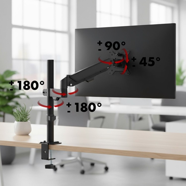 MACLEAN UCHWYT NA MONITOR, SPRĘŻYNA GAZOWA, 17"-32", 2-10KG, CZARNY MC-135