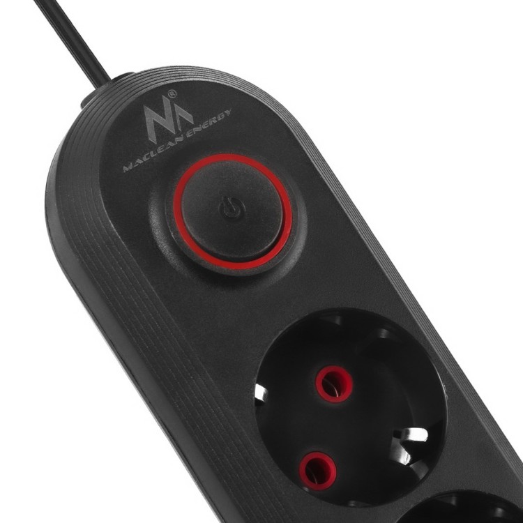 MACLEAN LISTWA ZASILAJĄCA, PRZEDŁUŻACZ5 GNIAZD + 3XUSB, 110-240V AC 50/60HZ, 2.1A MAX 2500W, 1,5M, CZARNA MCE395 B