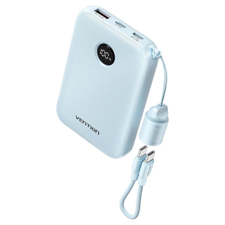 Powerbank Vention 10000mAh 2 x USB-C 1x USB-A z wyświetlaczem 22,5W niebieski