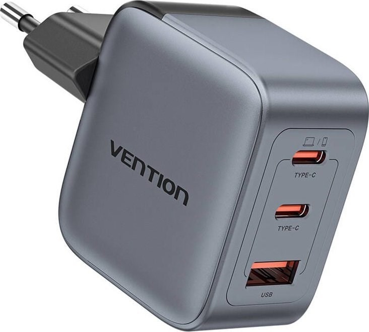 Ładowarka Vention 70W GaN PD 1x USB-A 2x USB-C czarna