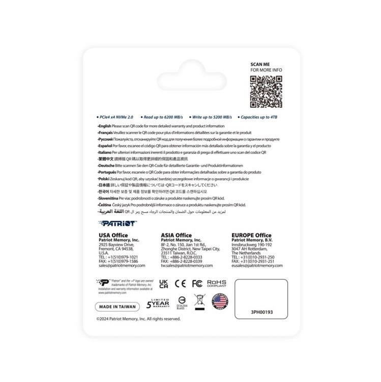 SSD Patriot P400 V4 4TB M.2 2280 PCI-E x4 Gen4 NVMe