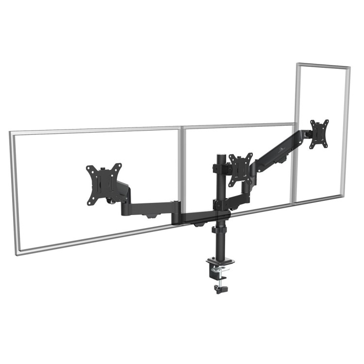 MACLEAN UCHWYT NA 3 MONITORY, SPRĘŻYNA GAZOWA, 17"-27", 2-8KG, CZARNY MC-137