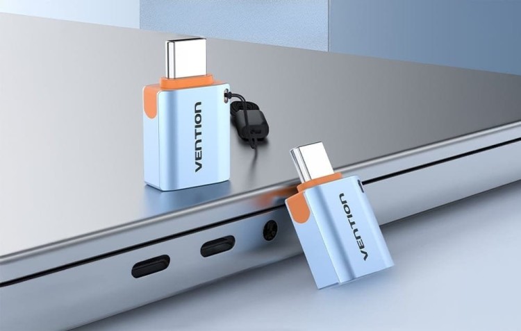 Adapter OTG USB 3.1 Vention USB-C do USB-A ze smyczą  stop aluminium
