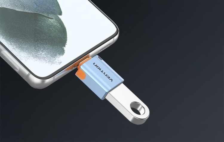 Adapter OTG USB 3.1 Vention USB-C do USB-A ze smyczą  stop aluminium