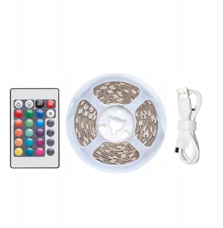 Taśma świetlna Vention RGB FPC LED z pilotem IR zasilanie USB 5V  5m