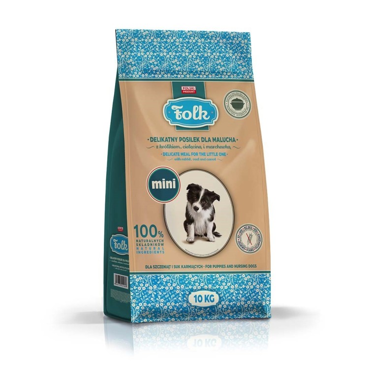 FOLK Delikatny posiłek dla malucha z królikiem, cielęciną i marchewką Mini 10kg