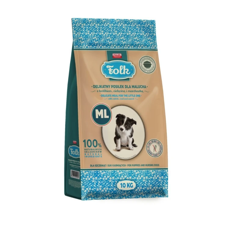 FOLK Delikatny posiłek dla malucha z królikiem, cielęciną i marchewką ML 10kg