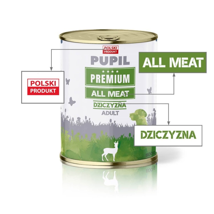PUPIL PREMIUM Dziczyzna karma mokra dla psa 800g
