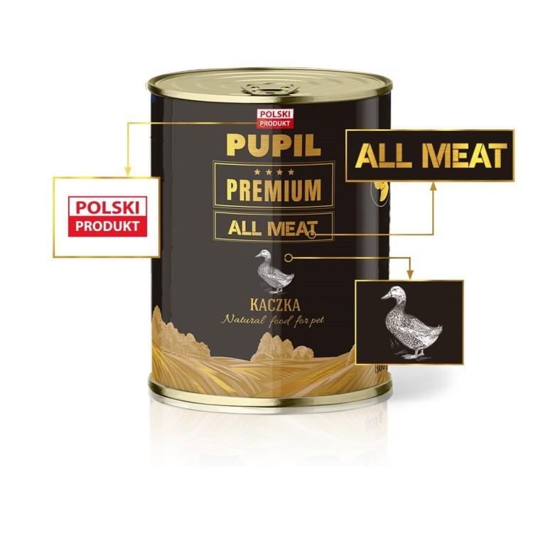 PUPIL PREMIUM Gold Kaczka karma mokra dla psa 800g