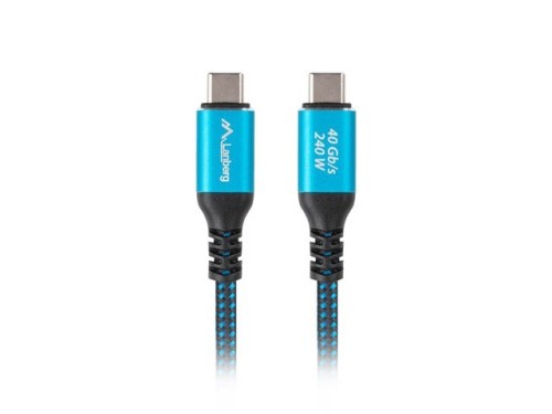 LANBERG KABEL USB-C M/M USB4 0.5M 240W 8K 60HZ CZARNO-NIEBIESKI