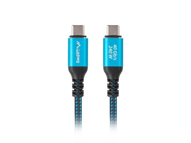 LANBERG KABEL USB-C M/M USB4 0.5M 240W 8K 60HZ CZARNO-NIEBIESKI