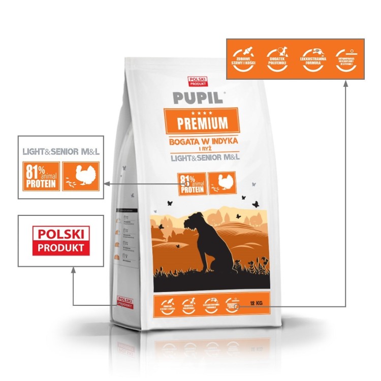 PUPIL PREMIUM M&L Light&Senior bogata w Indyka 12kg