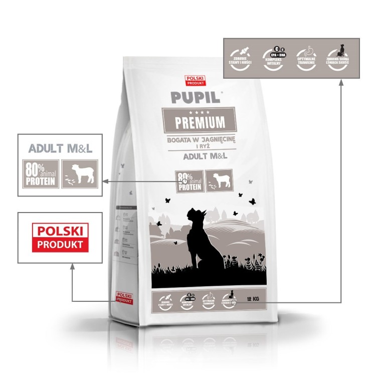 PUPIL PREMIUM M&L bogata w jagnięcinę 12kg