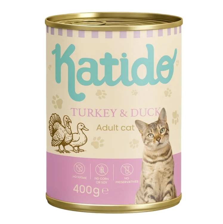 KATIDO Indyk z Kaczką mokra karma dla kota 400g