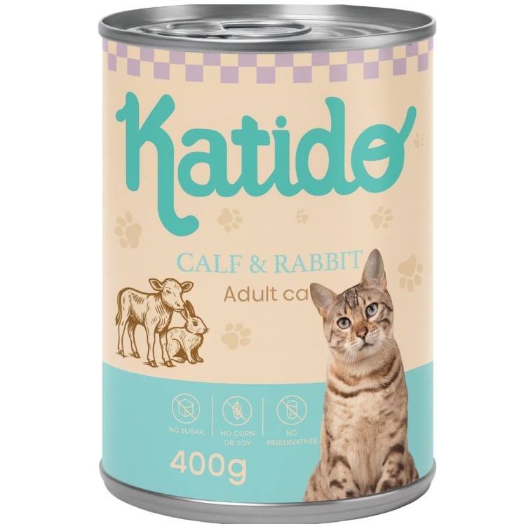 KATIDO Cielęcina z Królikiem mokra karma dla kota 400g