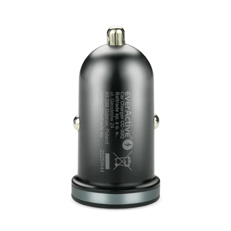EVERACTIVE ŁADOWARKA SAMOCHODOWA 1X USB + 1X USB-C 35W QC 3.0 PD CZARNA CC-30Q
