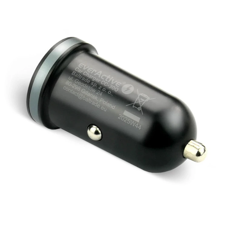 EVERACTIVE ŁADOWARKA SAMOCHODOWA 1X USB + 1X USB-C 35W QC 3.0 PD CZARNA CC-30Q