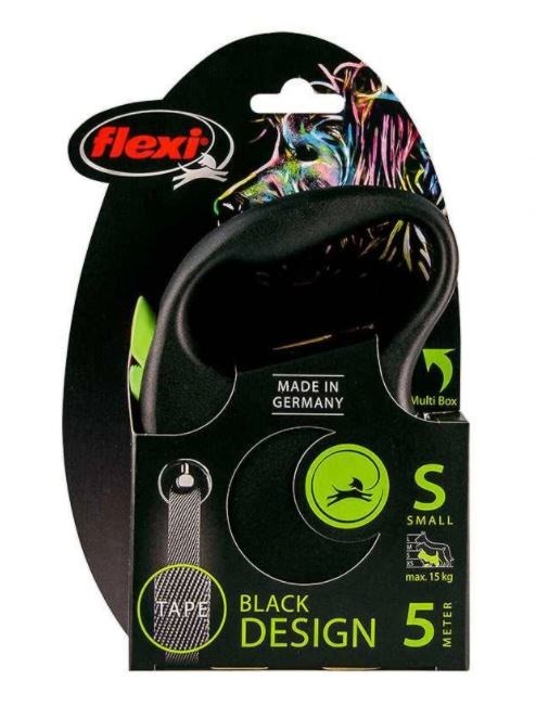 Smycz FLEXI automatyczna Black Design S taśma 5 m kol. zielony