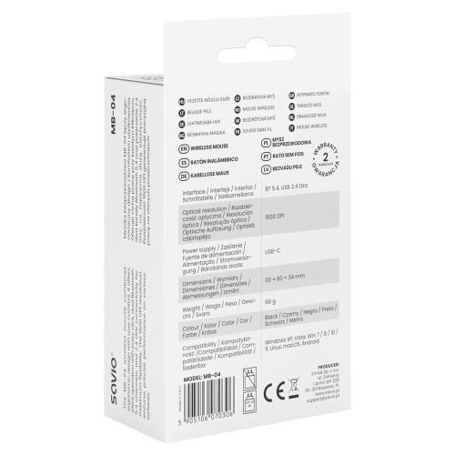 SAVIO MYSZ BEZPRZEWODOWA BT 2.4 GHZ MB-04