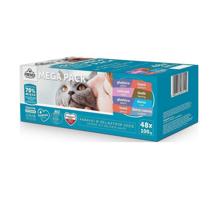 FRENDI rybne dwusmaki (gładzica/dorsz, gładzica/łosoś, tuńczyk/śledz łosoś/dorsz czarny) 48x100g