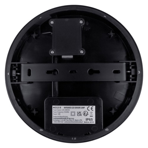MACLEAN LAMPA LED Z CZUJNIKIEM RUCHU, CZUJNIK PIR, KOLOR CZARNY, 10W, IP65, 1000LM, BARWA NEUTRALNA MCE525 B