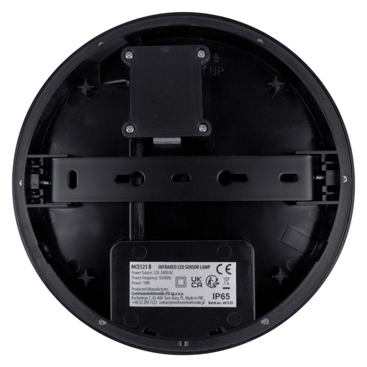 MACLEAN LAMPA LED Z CZUJNIKIEM RUCHU, CZUJNIK PIR, KOLOR CZARNY, 10W, IP65, 1000LM, BARWA NEUTRALNA MCE525 B