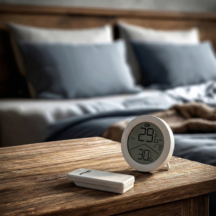 GREENBLUE BEZPRZEWODOWA STACJA POGODY, TEMPERATURA IN/OUT, ZEGAR, DO WYBORU °C / °F, ZASIĘG DO 60M GB162