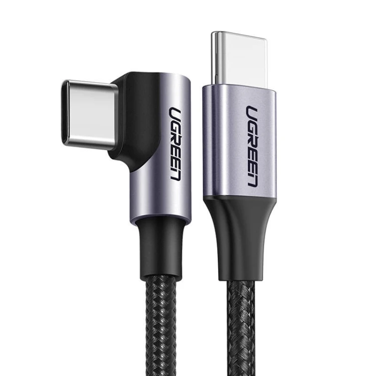 Kabel UGREEN US255 USB-C-USB-C 3m kątowy 60W (czarny)