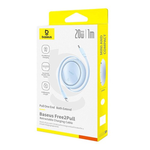 Kabel BASEUS Free2Pull USB-C-Lightning 1m 20W (niebieski)