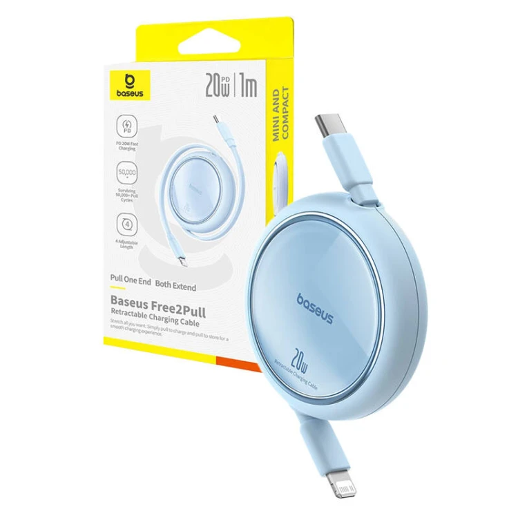 Kabel BASEUS Free2Pull USB-C-Lightning 1m 20W (niebieski)